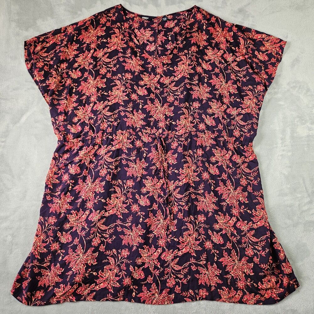 Land's End Women's Short Sleeve Gathered Waist Cover Up Dress Size XL/XXL Purple